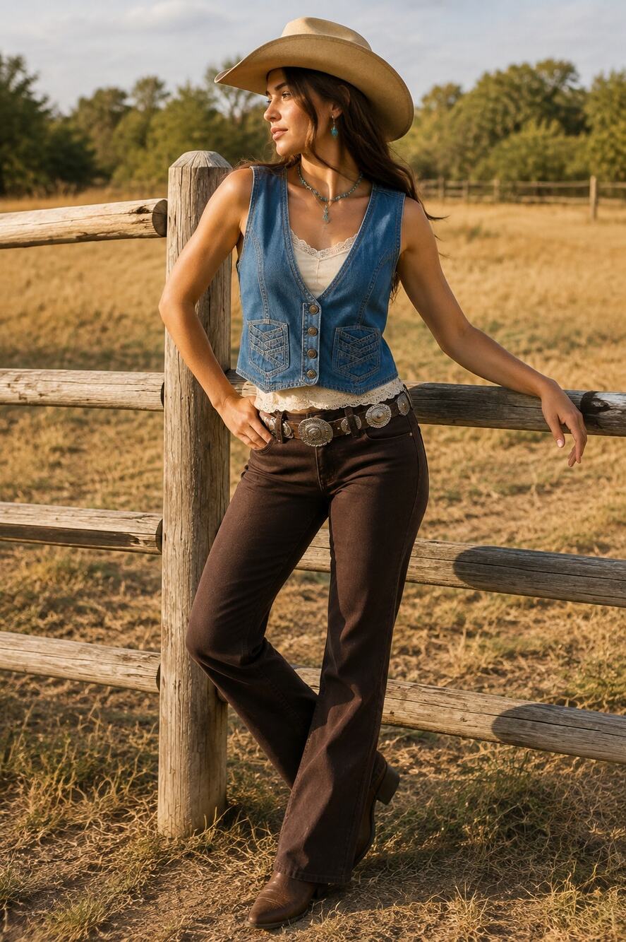 Vintage Y2K Denim Vest Womens S Cropped Button Front Western Cowgirl Boho